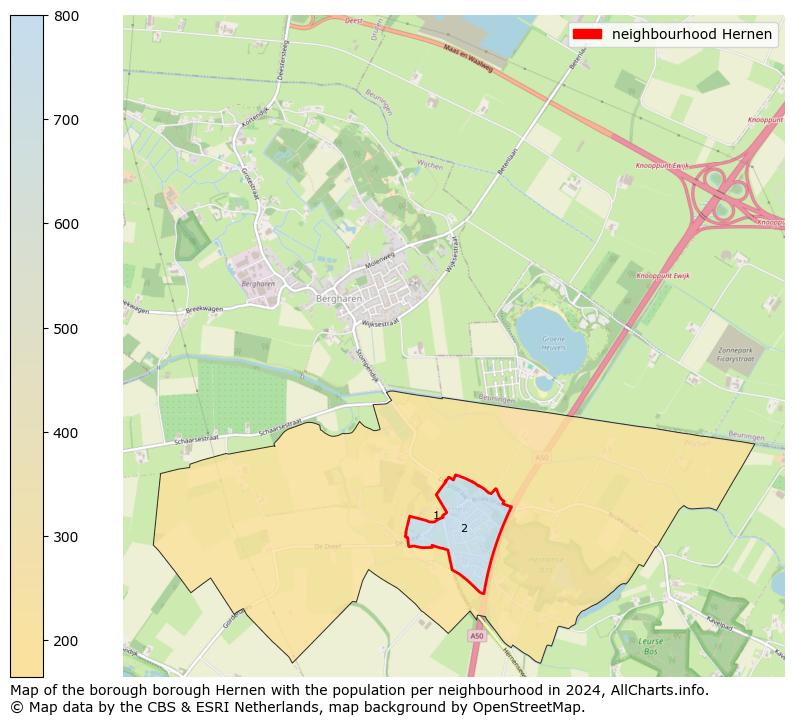 Image of the neighbourhood Hernen at the map. This image is used as introduction to this page. This page shows a lot of information about the population in the neighbourhood Hernen (such as the distribution by age groups of the residents, the composition of households, whether inhabitants are natives or Dutch with an immigration background, data about the houses (numbers, types, price development, use, type of property, ...) and more (car ownership, energy consumption, ...) based on open data from the Dutch Central Bureau of Statistics and various other sources!