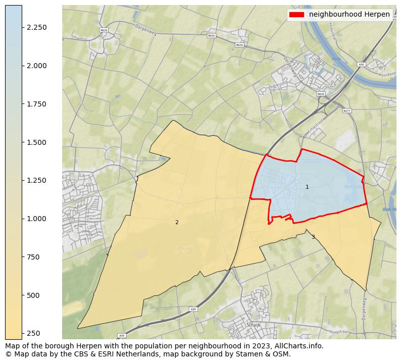 Map of the borough Herpen with the population per neighbourhood in 2023. This page shows a lot of information about residents (such as the distribution by age groups, family composition, gender, native or Dutch with an immigration background, ...), homes (numbers, types, price development, use, type of property, ...) and more (car ownership, energy consumption, ...) based on open data from the Dutch Central Bureau of Statistics and various other sources!