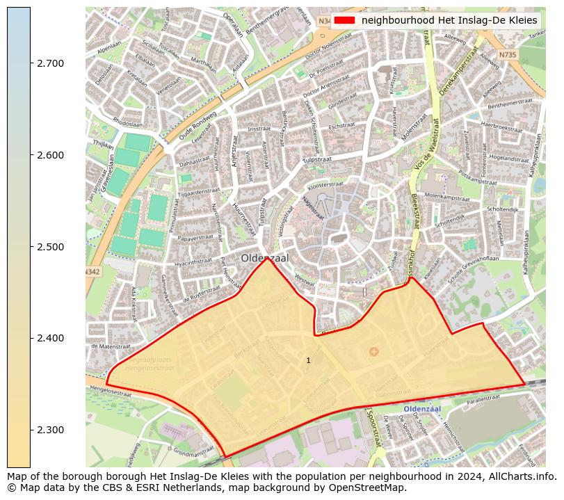 Image of the neighbourhood Het Inslag-De Kleies at the map. This image is used as introduction to this page. This page shows a lot of information about the population in the neighbourhood Het Inslag-De Kleies (such as the distribution by age groups of the residents, the composition of households, whether inhabitants are natives or Dutch with an immigration background, data about the houses (numbers, types, price development, use, type of property, ...) and more (car ownership, energy consumption, ...) based on open data from the Dutch Central Bureau of Statistics and various other sources!