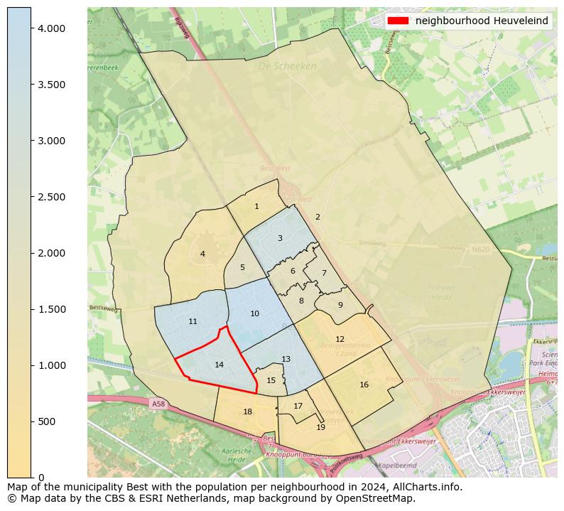 Image of the neighbourhood Heuveleind at the map. This image is used as introduction to this page. This page shows a lot of information about the population in the neighbourhood Heuveleind (such as the distribution by age groups of the residents, the composition of households, whether inhabitants are natives or Dutch with an immigration background, data about the houses (numbers, types, price development, use, type of property, ...) and more (car ownership, energy consumption, ...) based on open data from the Dutch Central Bureau of Statistics and various other sources!