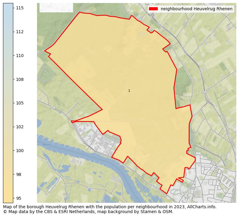 Map of the borough Heuvelrug Rhenen with the population per neighbourhood in 2023. This page shows a lot of information about residents (such as the distribution by age groups, family composition, gender, native or Dutch with an immigration background, ...), homes (numbers, types, price development, use, type of property, ...) and more (car ownership, energy consumption, ...) based on open data from the Dutch Central Bureau of Statistics and various other sources!