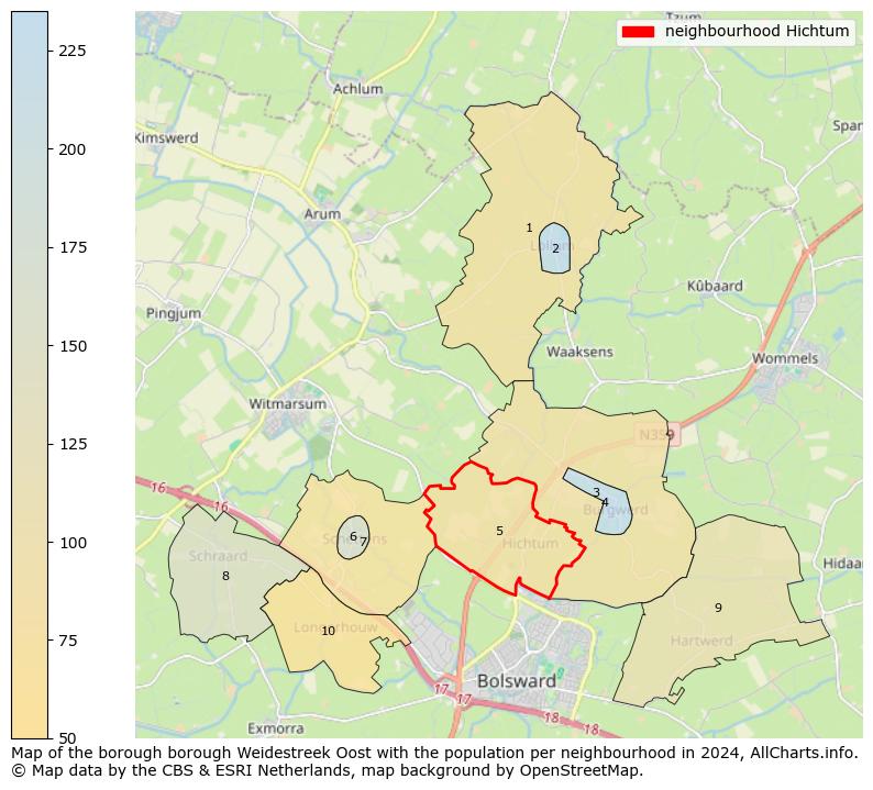 Image of the neighbourhood Hichtum at the map. This image is used as introduction to this page. This page shows a lot of information about the population in the neighbourhood Hichtum (such as the distribution by age groups of the residents, the composition of households, whether inhabitants are natives or Dutch with an immigration background, data about the houses (numbers, types, price development, use, type of property, ...) and more (car ownership, energy consumption, ...) based on open data from the Dutch Central Bureau of Statistics and various other sources!