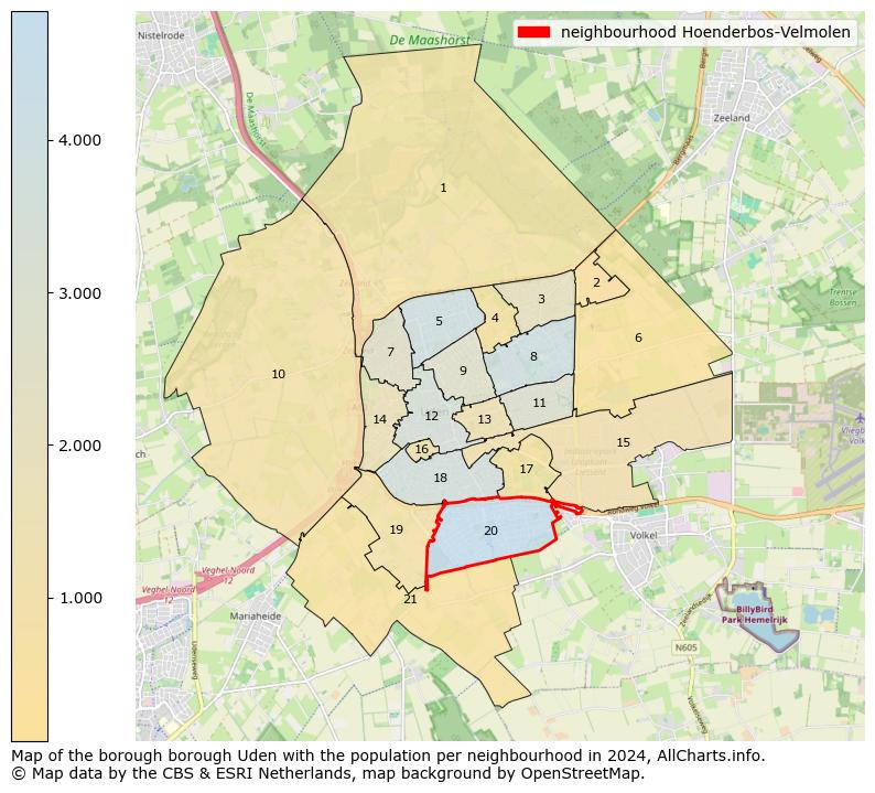 Image of the neighbourhood Hoenderbos-Velmolen at the map. This image is used as introduction to this page. This page shows a lot of information about the population in the neighbourhood Hoenderbos-Velmolen (such as the distribution by age groups of the residents, the composition of households, whether inhabitants are natives or Dutch with an immigration background, data about the houses (numbers, types, price development, use, type of property, ...) and more (car ownership, energy consumption, ...) based on open data from the Dutch Central Bureau of Statistics and various other sources!