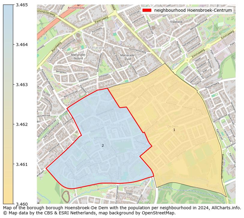 Image of the neighbourhood Hoensbroek-Centrum at the map. This image is used as introduction to this page. This page shows a lot of information about the population in the neighbourhood Hoensbroek-Centrum (such as the distribution by age groups of the residents, the composition of households, whether inhabitants are natives or Dutch with an immigration background, data about the houses (numbers, types, price development, use, type of property, ...) and more (car ownership, energy consumption, ...) based on open data from the Dutch Central Bureau of Statistics and various other sources!