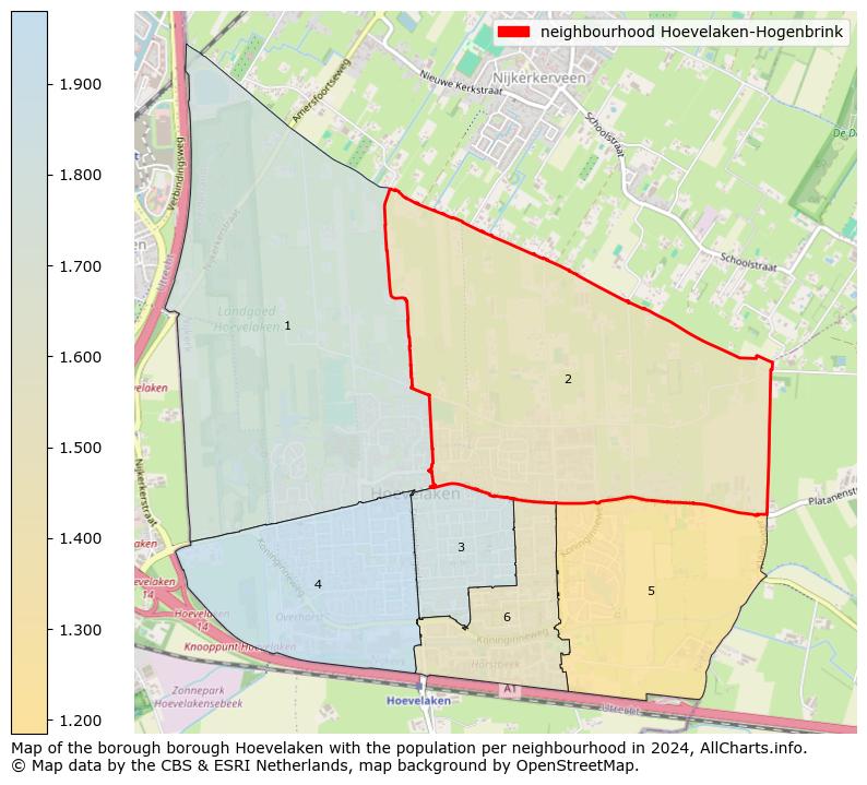 Image of the neighbourhood Hoevelaken-Hogenbrink at the map. This image is used as introduction to this page. This page shows a lot of information about the population in the neighbourhood Hoevelaken-Hogenbrink (such as the distribution by age groups of the residents, the composition of households, whether inhabitants are natives or Dutch with an immigration background, data about the houses (numbers, types, price development, use, type of property, ...) and more (car ownership, energy consumption, ...) based on open data from the Dutch Central Bureau of Statistics and various other sources!