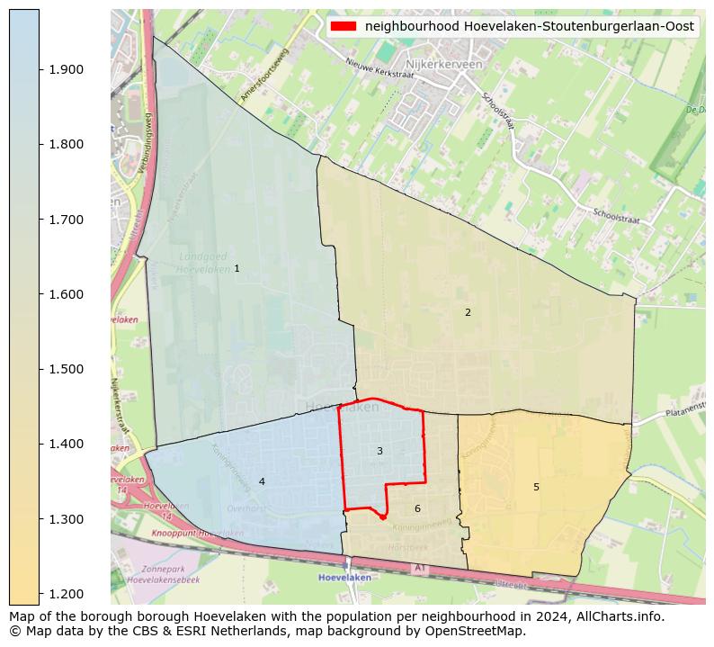 Image of the neighbourhood Hoevelaken-Stoutenburgerlaan-Oost at the map. This image is used as introduction to this page. This page shows a lot of information about the population in the neighbourhood Hoevelaken-Stoutenburgerlaan-Oost (such as the distribution by age groups of the residents, the composition of households, whether inhabitants are natives or Dutch with an immigration background, data about the houses (numbers, types, price development, use, type of property, ...) and more (car ownership, energy consumption, ...) based on open data from the Dutch Central Bureau of Statistics and various other sources!