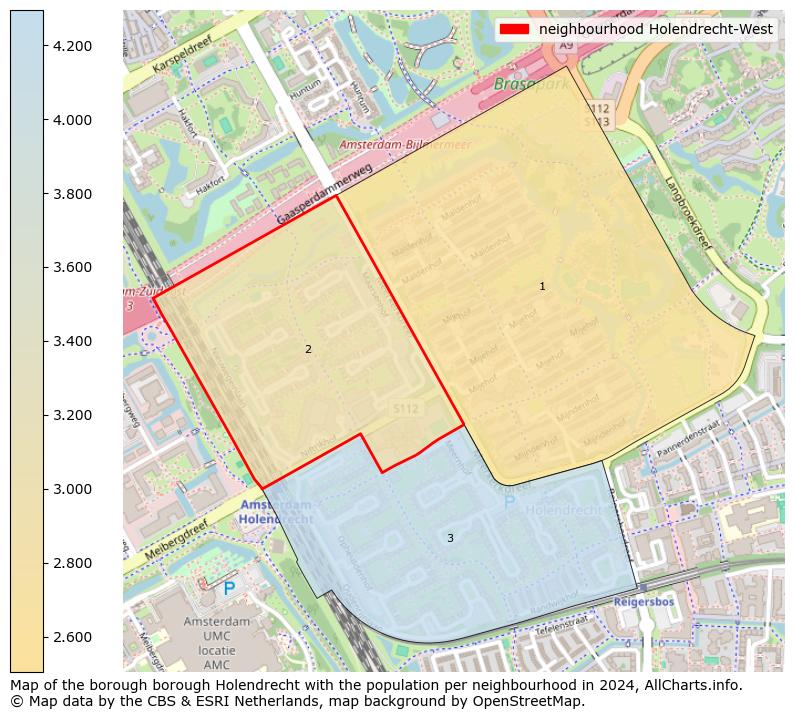 Image of the neighbourhood Holendrecht-West at the map. This image is used as introduction to this page. This page shows a lot of information about the population in the neighbourhood Holendrecht-West (such as the distribution by age groups of the residents, the composition of households, whether inhabitants are natives or Dutch with an immigration background, data about the houses (numbers, types, price development, use, type of property, ...) and more (car ownership, energy consumption, ...) based on open data from the Dutch Central Bureau of Statistics and various other sources!