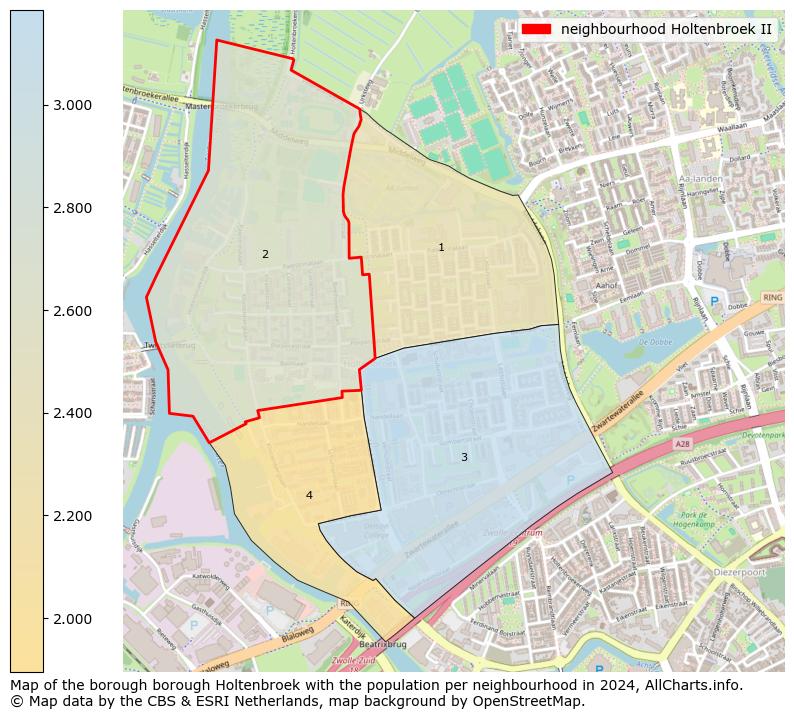 Image of the neighbourhood Holtenbroek II at the map. This image is used as introduction to this page. This page shows a lot of information about the population in the neighbourhood Holtenbroek II (such as the distribution by age groups of the residents, the composition of households, whether inhabitants are natives or Dutch with an immigration background, data about the houses (numbers, types, price development, use, type of property, ...) and more (car ownership, energy consumption, ...) based on open data from the Dutch Central Bureau of Statistics and various other sources!