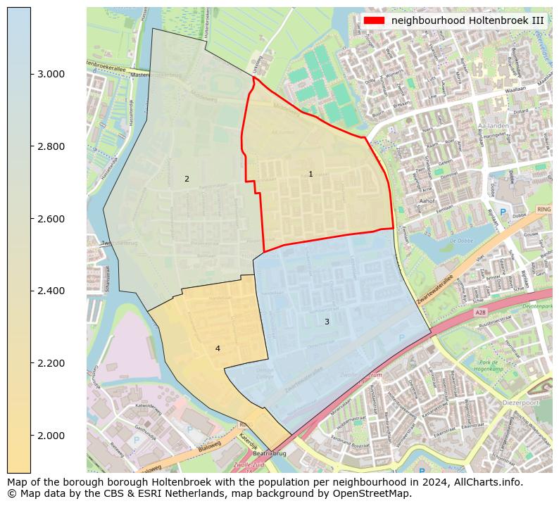 Image of the neighbourhood Holtenbroek III at the map. This image is used as introduction to this page. This page shows a lot of information about the population in the neighbourhood Holtenbroek III (such as the distribution by age groups of the residents, the composition of households, whether inhabitants are natives or Dutch with an immigration background, data about the houses (numbers, types, price development, use, type of property, ...) and more (car ownership, energy consumption, ...) based on open data from the Dutch Central Bureau of Statistics and various other sources!