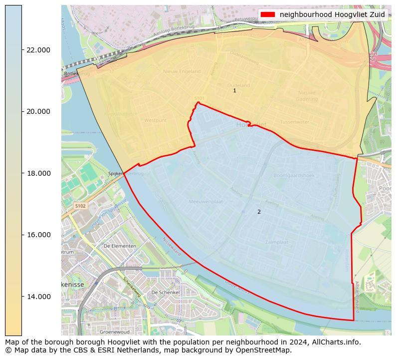 Image of the neighbourhood Hoogvliet Zuid at the map. This image is used as introduction to this page. This page shows a lot of information about the population in the neighbourhood Hoogvliet Zuid (such as the distribution by age groups of the residents, the composition of households, whether inhabitants are natives or Dutch with an immigration background, data about the houses (numbers, types, price development, use, type of property, ...) and more (car ownership, energy consumption, ...) based on open data from the Dutch Central Bureau of Statistics and various other sources!