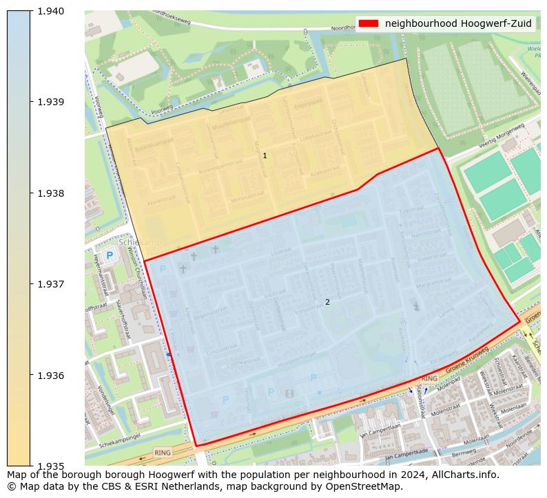 Image of the neighbourhood Hoogwerf-Zuid at the map. This image is used as introduction to this page. This page shows a lot of information about the population in the neighbourhood Hoogwerf-Zuid (such as the distribution by age groups of the residents, the composition of households, whether inhabitants are natives or Dutch with an immigration background, data about the houses (numbers, types, price development, use, type of property, ...) and more (car ownership, energy consumption, ...) based on open data from the Dutch Central Bureau of Statistics and various other sources!