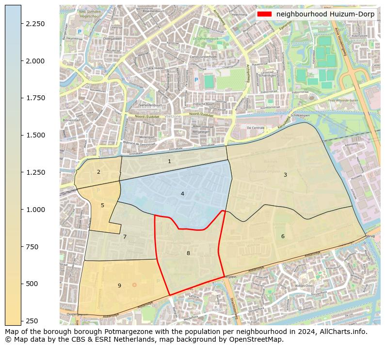 Image of the neighbourhood Huizum-Dorp at the map. This image is used as introduction to this page. This page shows a lot of information about the population in the neighbourhood Huizum-Dorp (such as the distribution by age groups of the residents, the composition of households, whether inhabitants are natives or Dutch with an immigration background, data about the houses (numbers, types, price development, use, type of property, ...) and more (car ownership, energy consumption, ...) based on open data from the Dutch Central Bureau of Statistics and various other sources!