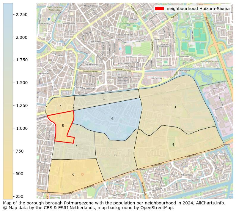 Image of the neighbourhood Huizum-Sixma at the map. This image is used as introduction to this page. This page shows a lot of information about the population in the neighbourhood Huizum-Sixma (such as the distribution by age groups of the residents, the composition of households, whether inhabitants are natives or Dutch with an immigration background, data about the houses (numbers, types, price development, use, type of property, ...) and more (car ownership, energy consumption, ...) based on open data from the Dutch Central Bureau of Statistics and various other sources!