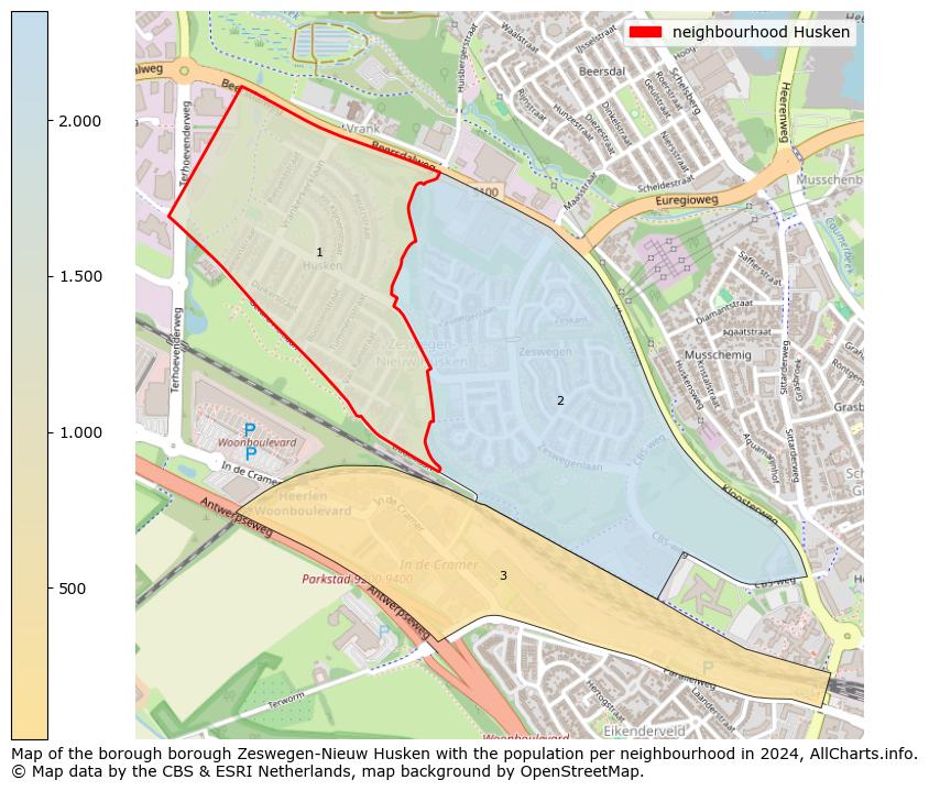 Image of the neighbourhood Husken at the map. This image is used as introduction to this page. This page shows a lot of information about the population in the neighbourhood Husken (such as the distribution by age groups of the residents, the composition of households, whether inhabitants are natives or Dutch with an immigration background, data about the houses (numbers, types, price development, use, type of property, ...) and more (car ownership, energy consumption, ...) based on open data from the Dutch Central Bureau of Statistics and various other sources!