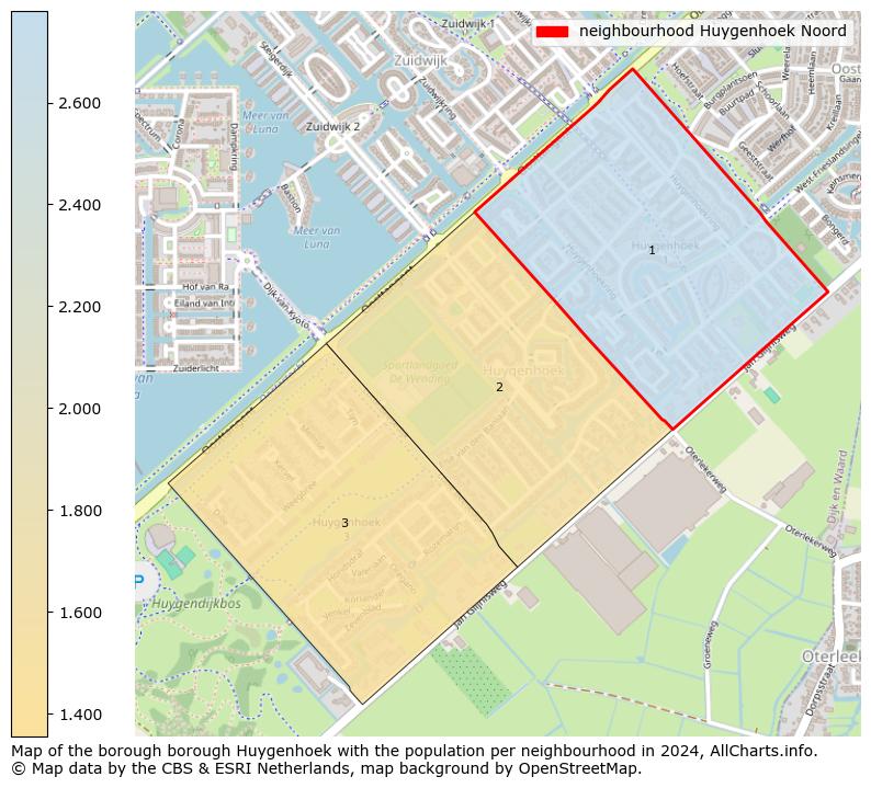 Image of the neighbourhood Huygenhoek Noord at the map. This image is used as introduction to this page. This page shows a lot of information about the population in the neighbourhood Huygenhoek Noord (such as the distribution by age groups of the residents, the composition of households, whether inhabitants are natives or Dutch with an immigration background, data about the houses (numbers, types, price development, use, type of property, ...) and more (car ownership, energy consumption, ...) based on open data from the Dutch Central Bureau of Statistics and various other sources!