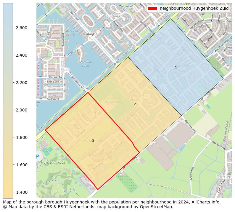 Image of the neighbourhood Huygenhoek Zuid at the map. This image is used as introduction to this page. This page shows a lot of information about the population in the neighbourhood Huygenhoek Zuid (such as the distribution by age groups of the residents, the composition of households, whether inhabitants are natives or Dutch with an immigration background, data about the houses (numbers, types, price development, use, type of property, ...) and more (car ownership, energy consumption, ...) based on open data from the Dutch Central Bureau of Statistics and various other sources!