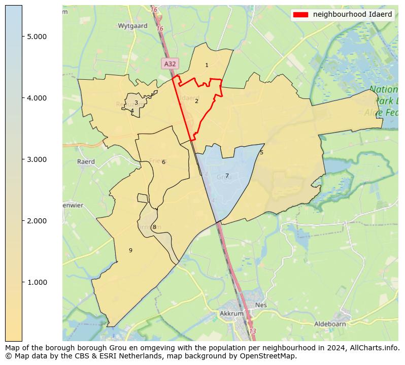 Image of the neighbourhood Idaerd at the map. This image is used as introduction to this page. This page shows a lot of information about the population in the neighbourhood Idaerd (such as the distribution by age groups of the residents, the composition of households, whether inhabitants are natives or Dutch with an immigration background, data about the houses (numbers, types, price development, use, type of property, ...) and more (car ownership, energy consumption, ...) based on open data from the Dutch Central Bureau of Statistics and various other sources!