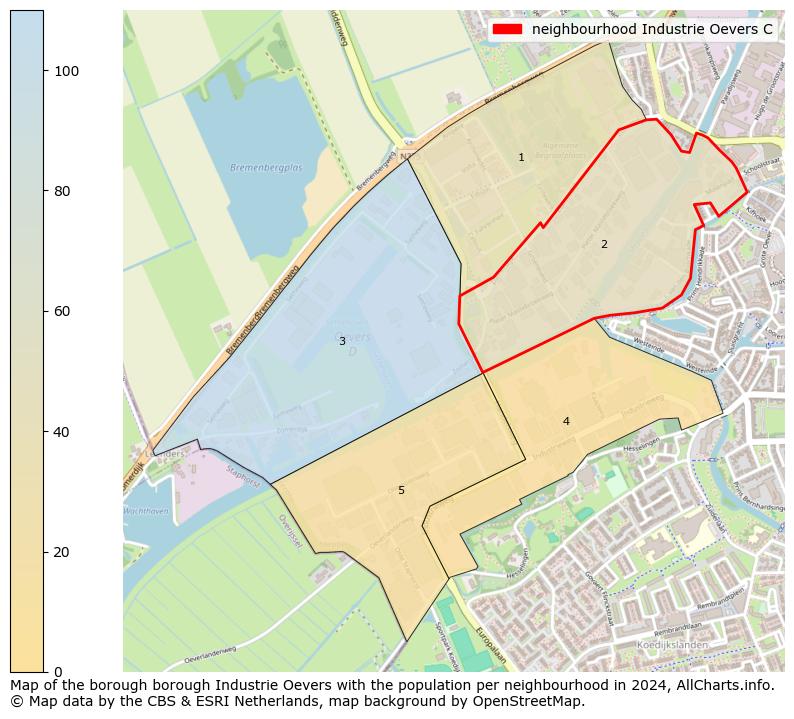 Image of the neighbourhood Industrie Oevers C at the map. This image is used as introduction to this page. This page shows a lot of information about the population in the neighbourhood Industrie Oevers C (such as the distribution by age groups of the residents, the composition of households, whether inhabitants are natives or Dutch with an immigration background, data about the houses (numbers, types, price development, use, type of property, ...) and more (car ownership, energy consumption, ...) based on open data from the Dutch Central Bureau of Statistics and various other sources!