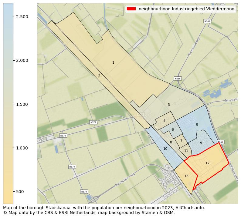 Map of the borough Stadskanaal with the population per neighbourhood in 2023. This page shows a lot of information about residents (such as the distribution by age groups, family composition, gender, native or Dutch with an immigration background, ...), homes (numbers, types, price development, use, type of property, ...) and more (car ownership, energy consumption, ...) based on open data from the Dutch Central Bureau of Statistics and various other sources!