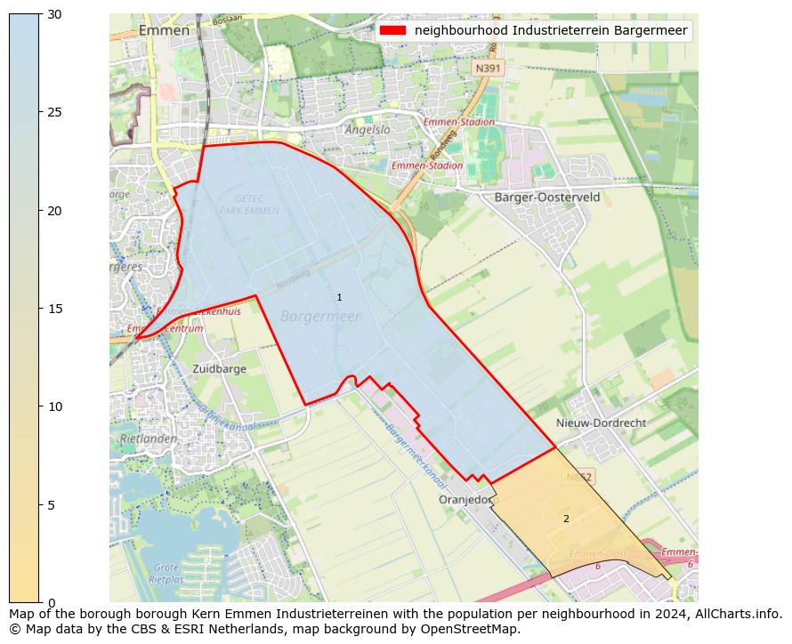 Image of the neighbourhood Industrieterrein Bargermeer at the map. This image is used as introduction to this page. This page shows a lot of information about the population in the neighbourhood Industrieterrein Bargermeer (such as the distribution by age groups of the residents, the composition of households, whether inhabitants are natives or Dutch with an immigration background, data about the houses (numbers, types, price development, use, type of property, ...) and more (car ownership, energy consumption, ...) based on open data from the Dutch Central Bureau of Statistics and various other sources!