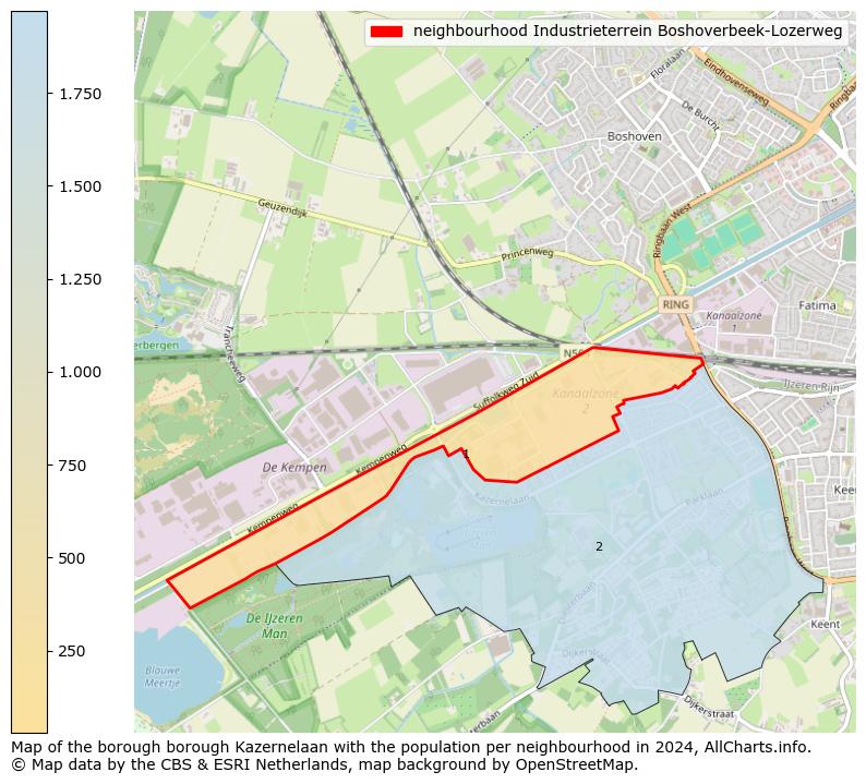 Image of the neighbourhood Industrieterrein Boshoverbeek-Lozerweg at the map. This image is used as introduction to this page. This page shows a lot of information about the population in the neighbourhood Industrieterrein Boshoverbeek-Lozerweg (such as the distribution by age groups of the residents, the composition of households, whether inhabitants are natives or Dutch with an immigration background, data about the houses (numbers, types, price development, use, type of property, ...) and more (car ownership, energy consumption, ...) based on open data from the Dutch Central Bureau of Statistics and various other sources!