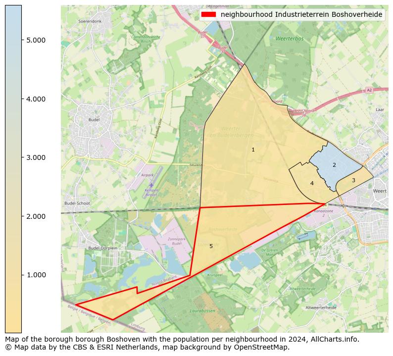 Image of the neighbourhood Industrieterrein Boshoverheide at the map. This image is used as introduction to this page. This page shows a lot of information about the population in the neighbourhood Industrieterrein Boshoverheide (such as the distribution by age groups of the residents, the composition of households, whether inhabitants are natives or Dutch with an immigration background, data about the houses (numbers, types, price development, use, type of property, ...) and more (car ownership, energy consumption, ...) based on open data from the Dutch Central Bureau of Statistics and various other sources!