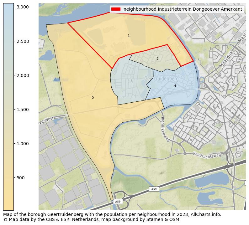 Map of the borough Geertruidenberg with the population per neighbourhood in 2021. This page shows a lot of information about residents (such as the distribution by age groups, family composition, gender, native or Dutch with an immigration background, ...), homes (numbers, types, price development, use, type of property, ...) and more (car ownership, energy consumption, ...) based on open data from the Dutch Central Bureau of Statistics and various other sources!