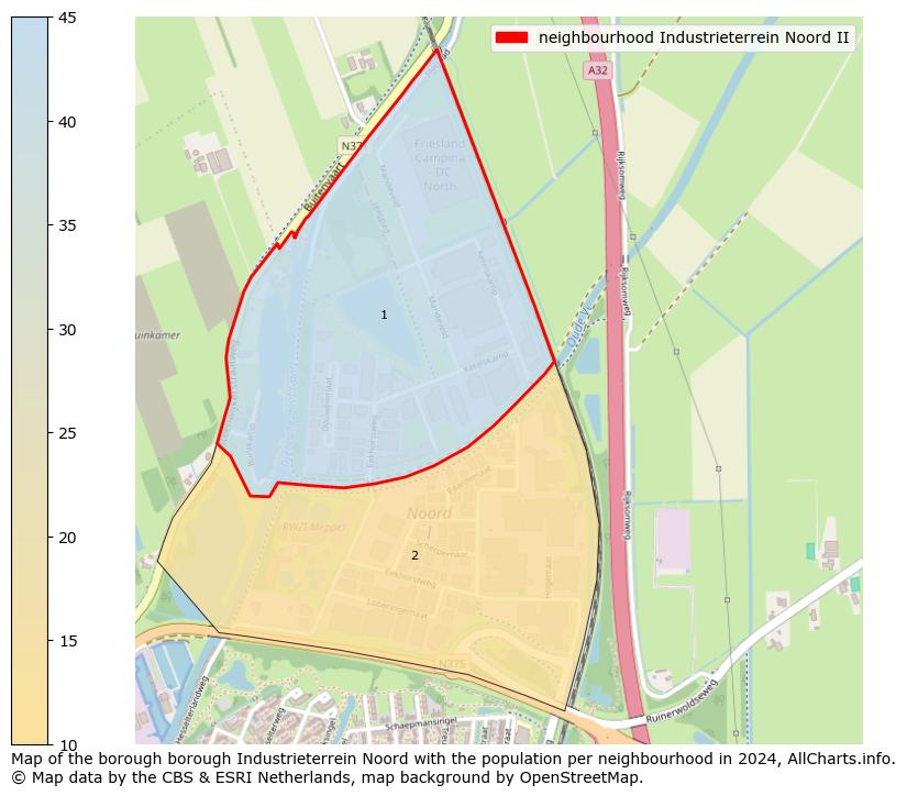 Image of the neighbourhood Industrieterrein Noord II at the map. This image is used as introduction to this page. This page shows a lot of information about the population in the neighbourhood Industrieterrein Noord II (such as the distribution by age groups of the residents, the composition of households, whether inhabitants are natives or Dutch with an immigration background, data about the houses (numbers, types, price development, use, type of property, ...) and more (car ownership, energy consumption, ...) based on open data from the Dutch Central Bureau of Statistics and various other sources!