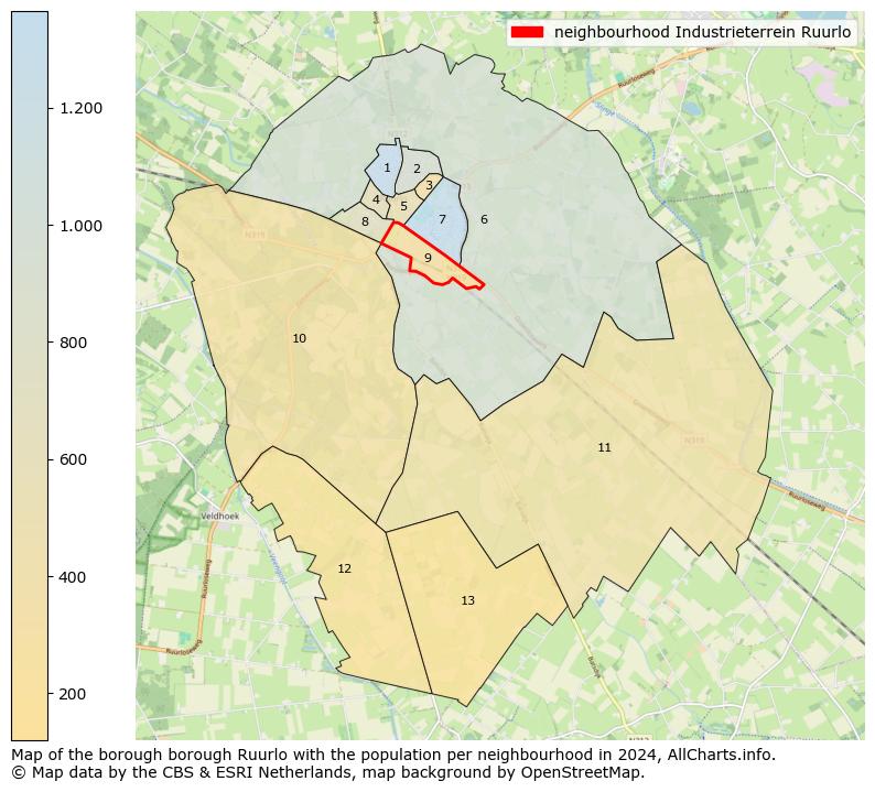 Image of the neighbourhood Industrieterrein Ruurlo at the map. This image is used as introduction to this page. This page shows a lot of information about the population in the neighbourhood Industrieterrein Ruurlo (such as the distribution by age groups of the residents, the composition of households, whether inhabitants are natives or Dutch with an immigration background, data about the houses (numbers, types, price development, use, type of property, ...) and more (car ownership, energy consumption, ...) based on open data from the Dutch Central Bureau of Statistics and various other sources!