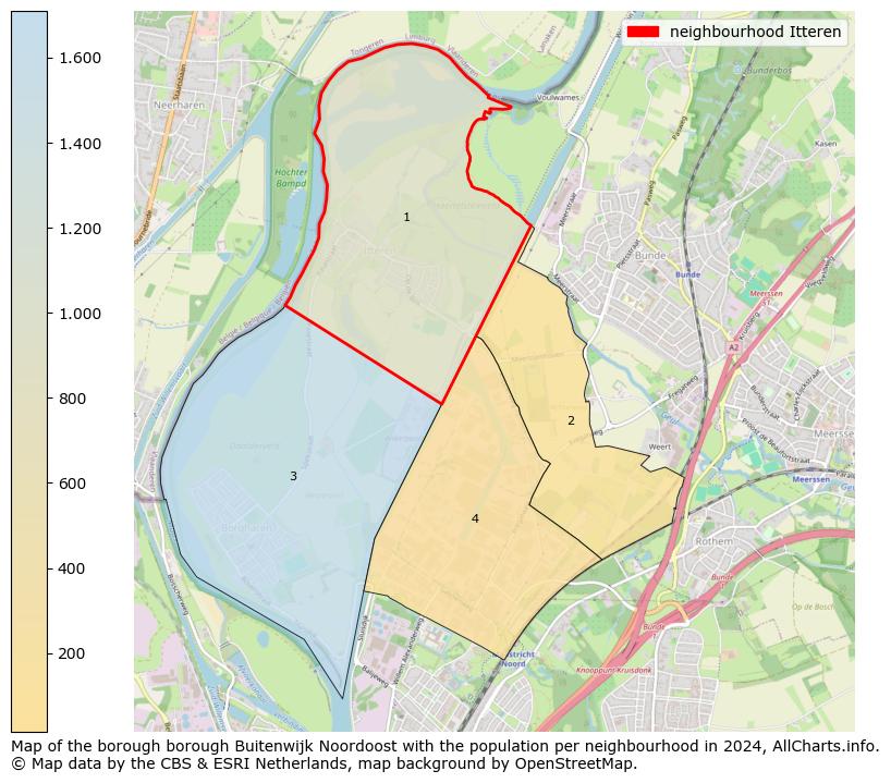 Image of the neighbourhood Itteren at the map. This image is used as introduction to this page. This page shows a lot of information about the population in the neighbourhood Itteren (such as the distribution by age groups of the residents, the composition of households, whether inhabitants are natives or Dutch with an immigration background, data about the houses (numbers, types, price development, use, type of property, ...) and more (car ownership, energy consumption, ...) based on open data from the Dutch Central Bureau of Statistics and various other sources!