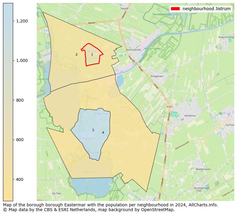 Image of the neighbourhood Jistrum at the map. This image is used as introduction to this page. This page shows a lot of information about the population in the neighbourhood Jistrum (such as the distribution by age groups of the residents, the composition of households, whether inhabitants are natives or Dutch with an immigration background, data about the houses (numbers, types, price development, use, type of property, ...) and more (car ownership, energy consumption, ...) based on open data from the Dutch Central Bureau of Statistics and various other sources!