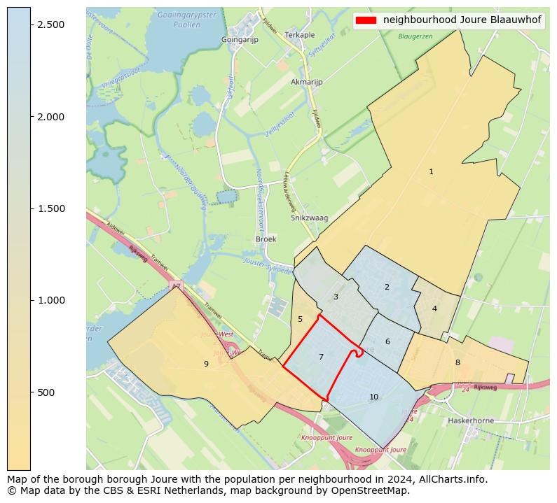 Image of the neighbourhood Joure Blaauwhof at the map. This image is used as introduction to this page. This page shows a lot of information about the population in the neighbourhood Joure Blaauwhof (such as the distribution by age groups of the residents, the composition of households, whether inhabitants are natives or Dutch with an immigration background, data about the houses (numbers, types, price development, use, type of property, ...) and more (car ownership, energy consumption, ...) based on open data from the Dutch Central Bureau of Statistics and various other sources!