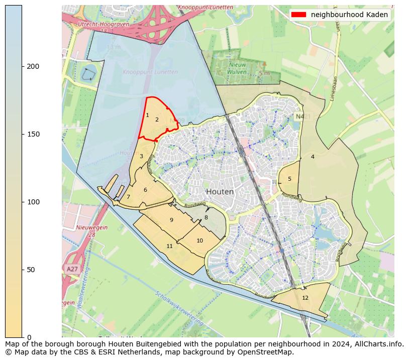 Image of the neighbourhood Kaden at the map. This image is used as introduction to this page. This page shows a lot of information about the population in the neighbourhood Kaden (such as the distribution by age groups of the residents, the composition of households, whether inhabitants are natives or Dutch with an immigration background, data about the houses (numbers, types, price development, use, type of property, ...) and more (car ownership, energy consumption, ...) based on open data from the Dutch Central Bureau of Statistics and various other sources!