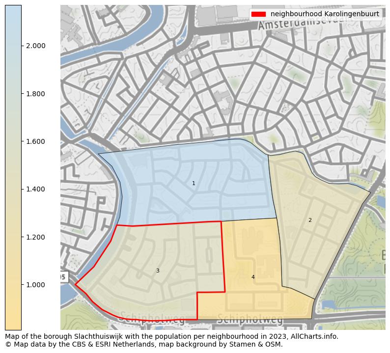Map of the borough Slachthuiswijk with the population per neighbourhood in 2021. This page shows a lot of information about residents (such as the distribution by age groups, family composition, gender, native or Dutch with an immigration background, ...), homes (numbers, types, price development, use, type of property, ...) and more (car ownership, energy consumption, ...) based on open data from the Dutch Central Bureau of Statistics and various other sources!