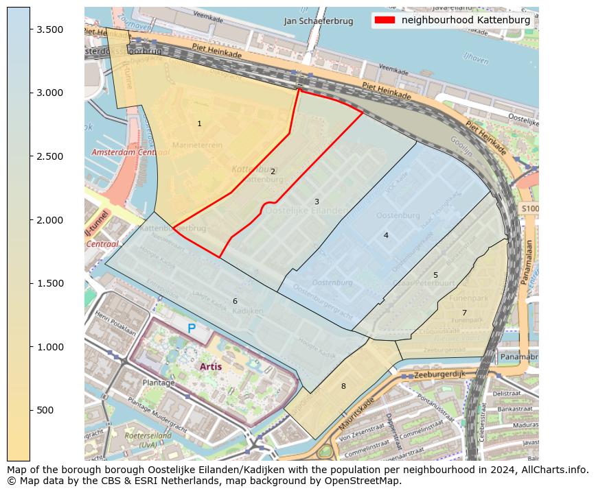 Image of the neighbourhood Kattenburg at the map. This image is used as introduction to this page. This page shows a lot of information about the population in the neighbourhood Kattenburg (such as the distribution by age groups of the residents, the composition of households, whether inhabitants are natives or Dutch with an immigration background, data about the houses (numbers, types, price development, use, type of property, ...) and more (car ownership, energy consumption, ...) based on open data from the Dutch Central Bureau of Statistics and various other sources!