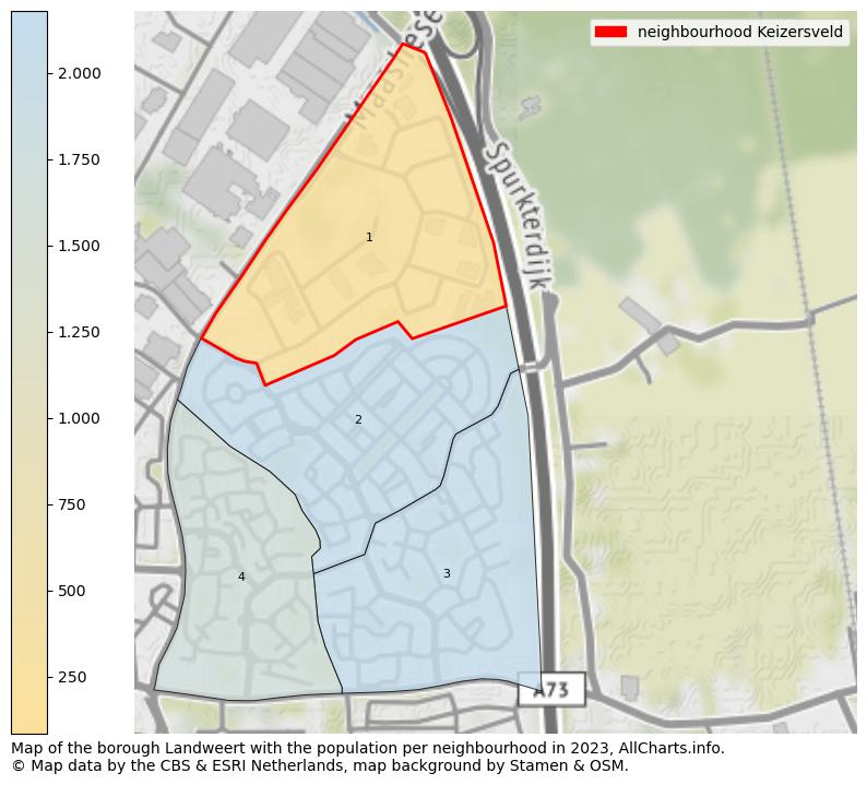 Map of the borough Landweert with the population per neighbourhood in 2023. This page shows a lot of information about residents (such as the distribution by age groups, family composition, gender, native or Dutch with an immigration background, ...), homes (numbers, types, price development, use, type of property, ...) and more (car ownership, energy consumption, ...) based on open data from the Dutch Central Bureau of Statistics and various other sources!