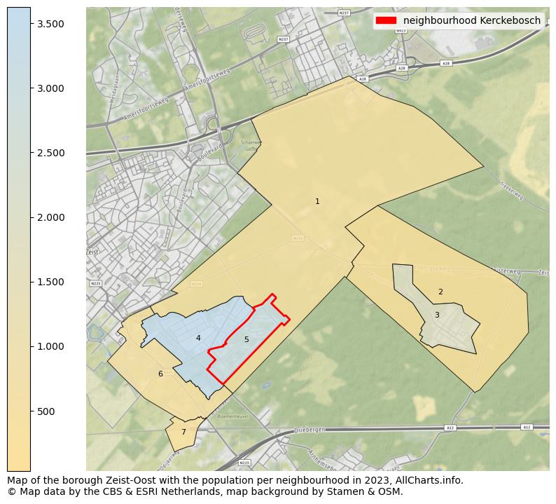 Map of the borough Zeist-Oost with the population per neighbourhood in 2023. This page shows a lot of information about residents (such as the distribution by age groups, family composition, gender, native or Dutch with an immigration background, ...), homes (numbers, types, price development, use, type of property, ...) and more (car ownership, energy consumption, ...) based on open data from the Dutch Central Bureau of Statistics and various other sources!