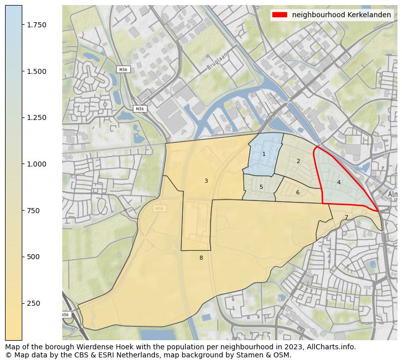 Map of the borough Wierdense Hoek with the population per neighbourhood in 2023. This page shows a lot of information about residents (such as the distribution by age groups, family composition, gender, native or Dutch with an immigration background, ...), homes (numbers, types, price development, use, type of property, ...) and more (car ownership, energy consumption, ...) based on open data from the Dutch Central Bureau of Statistics and various other sources!