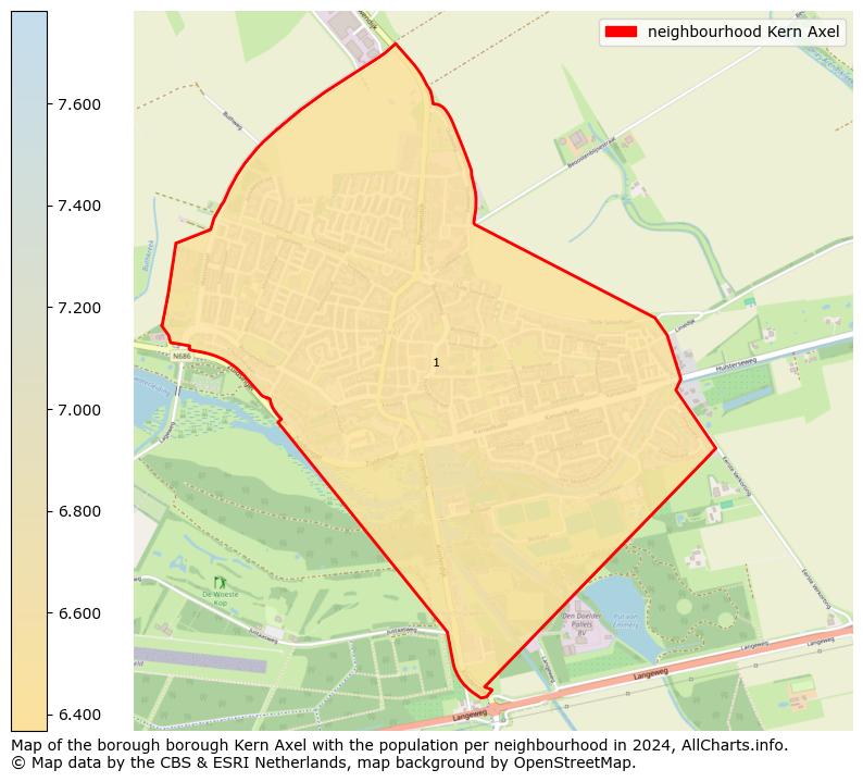 Image of the neighbourhood Kern Axel at the map. This image is used as introduction to this page. This page shows a lot of information about the population in the neighbourhood Kern Axel (such as the distribution by age groups of the residents, the composition of households, whether inhabitants are natives or Dutch with an immigration background, data about the houses (numbers, types, price development, use, type of property, ...) and more (car ownership, energy consumption, ...) based on open data from the Dutch Central Bureau of Statistics and various other sources!