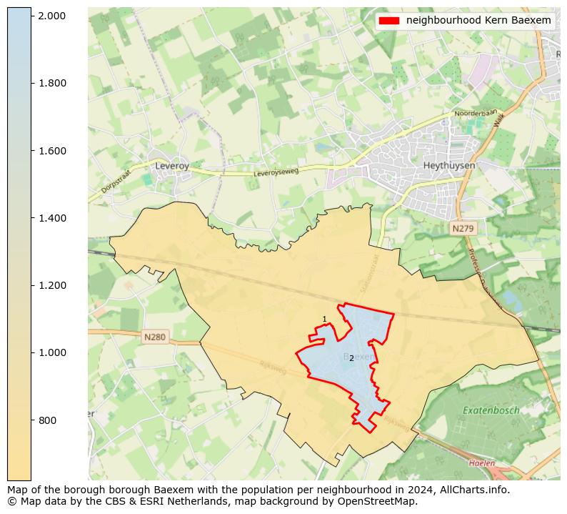 Image of the neighbourhood Kern Baexem at the map. This image is used as introduction to this page. This page shows a lot of information about the population in the neighbourhood Kern Baexem (such as the distribution by age groups of the residents, the composition of households, whether inhabitants are natives or Dutch with an immigration background, data about the houses (numbers, types, price development, use, type of property, ...) and more (car ownership, energy consumption, ...) based on open data from the Dutch Central Bureau of Statistics and various other sources!