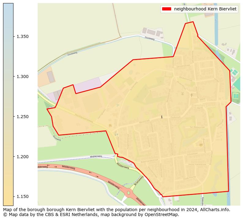 Image of the neighbourhood Kern Biervliet at the map. This image is used as introduction to this page. This page shows a lot of information about the population in the neighbourhood Kern Biervliet (such as the distribution by age groups of the residents, the composition of households, whether inhabitants are natives or Dutch with an immigration background, data about the houses (numbers, types, price development, use, type of property, ...) and more (car ownership, energy consumption, ...) based on open data from the Dutch Central Bureau of Statistics and various other sources!