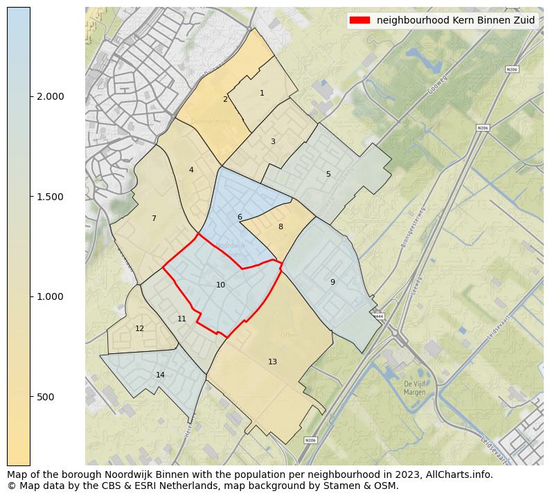 Map of the borough Noordwijk Binnen with the population per neighbourhood in 2023. This page shows a lot of information about residents (such as the distribution by age groups, family composition, gender, native or Dutch with an immigration background, ...), homes (numbers, types, price development, use, type of property, ...) and more (car ownership, energy consumption, ...) based on open data from the Dutch Central Bureau of Statistics and various other sources!