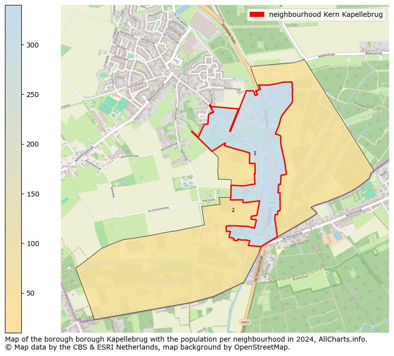 Image of the neighbourhood Kern Kapellebrug at the map. This image is used as introduction to this page. This page shows a lot of information about the population in the neighbourhood Kern Kapellebrug (such as the distribution by age groups of the residents, the composition of households, whether inhabitants are natives or Dutch with an immigration background, data about the houses (numbers, types, price development, use, type of property, ...) and more (car ownership, energy consumption, ...) based on open data from the Dutch Central Bureau of Statistics and various other sources!