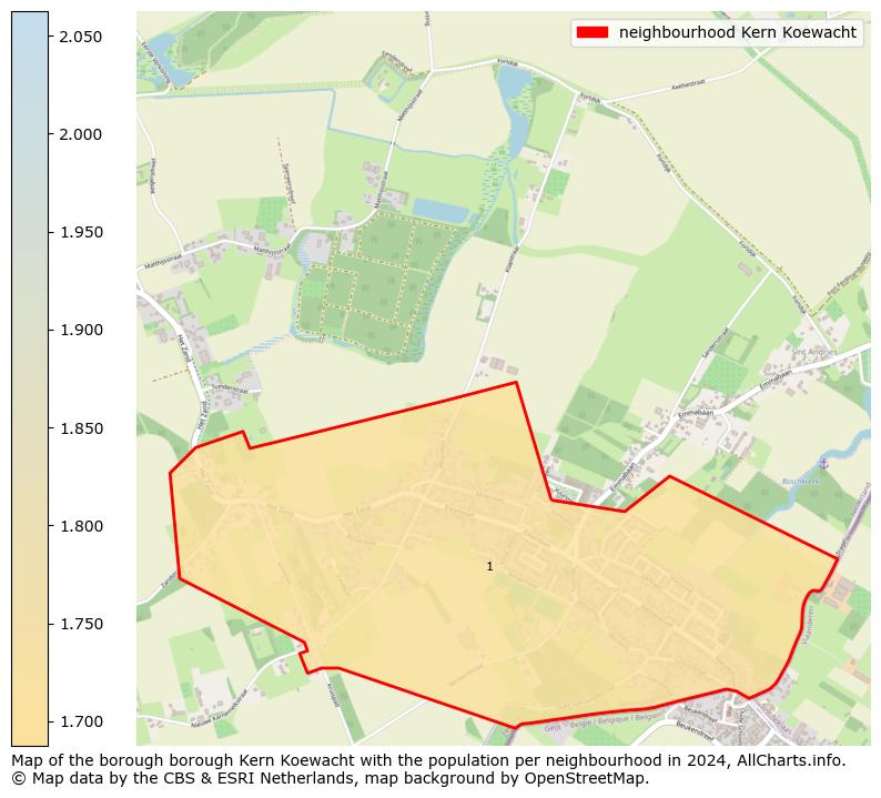 Image of the neighbourhood Kern Koewacht at the map. This image is used as introduction to this page. This page shows a lot of information about the population in the neighbourhood Kern Koewacht (such as the distribution by age groups of the residents, the composition of households, whether inhabitants are natives or Dutch with an immigration background, data about the houses (numbers, types, price development, use, type of property, ...) and more (car ownership, energy consumption, ...) based on open data from the Dutch Central Bureau of Statistics and various other sources!