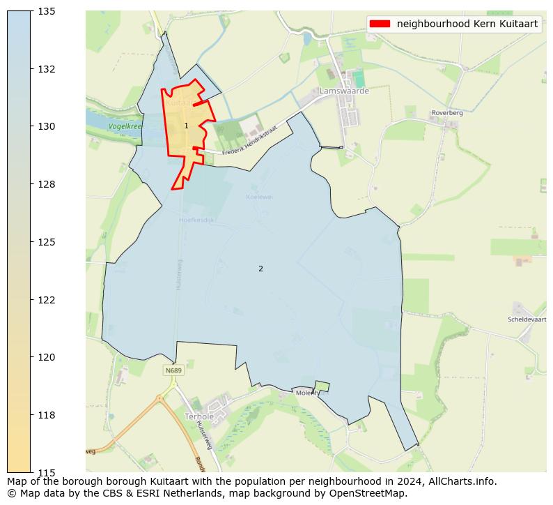 Image of the neighbourhood Kern Kuitaart at the map. This image is used as introduction to this page. This page shows a lot of information about the population in the neighbourhood Kern Kuitaart (such as the distribution by age groups of the residents, the composition of households, whether inhabitants are natives or Dutch with an immigration background, data about the houses (numbers, types, price development, use, type of property, ...) and more (car ownership, energy consumption, ...) based on open data from the Dutch Central Bureau of Statistics and various other sources!