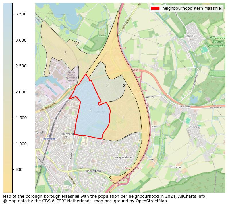 Image of the neighbourhood Kern Maasniel at the map. This image is used as introduction to this page. This page shows a lot of information about the population in the neighbourhood Kern Maasniel (such as the distribution by age groups of the residents, the composition of households, whether inhabitants are natives or Dutch with an immigration background, data about the houses (numbers, types, price development, use, type of property, ...) and more (car ownership, energy consumption, ...) based on open data from the Dutch Central Bureau of Statistics and various other sources!