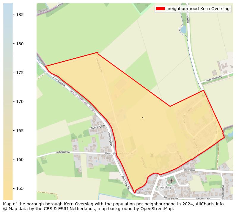 Image of the neighbourhood Kern Overslag at the map. This image is used as introduction to this page. This page shows a lot of information about the population in the neighbourhood Kern Overslag (such as the distribution by age groups of the residents, the composition of households, whether inhabitants are natives or Dutch with an immigration background, data about the houses (numbers, types, price development, use, type of property, ...) and more (car ownership, energy consumption, ...) based on open data from the Dutch Central Bureau of Statistics and various other sources!