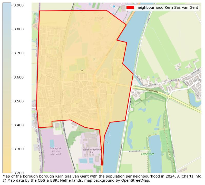 Image of the neighbourhood Kern Sas van Gent at the map. This image is used as introduction to this page. This page shows a lot of information about the population in the neighbourhood Kern Sas van Gent (such as the distribution by age groups of the residents, the composition of households, whether inhabitants are natives or Dutch with an immigration background, data about the houses (numbers, types, price development, use, type of property, ...) and more (car ownership, energy consumption, ...) based on open data from the Dutch Central Bureau of Statistics and various other sources!