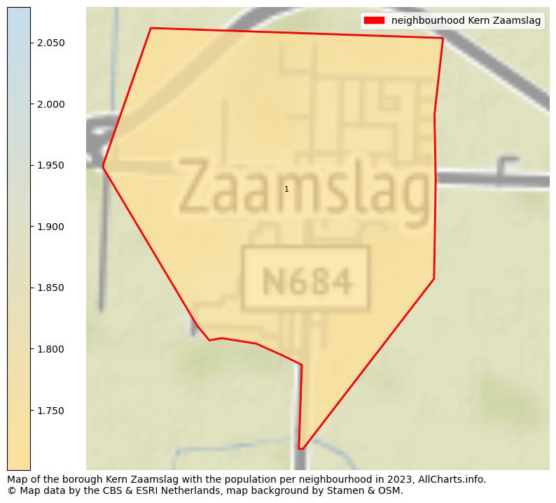 Map of the borough Kern Zaamslag with the population per neighbourhood in 2023. This page shows a lot of information about residents (such as the distribution by age groups, family composition, gender, native or Dutch with an immigration background, ...), homes (numbers, types, price development, use, type of property, ...) and more (car ownership, energy consumption, ...) based on open data from the Dutch Central Bureau of Statistics and various other sources!