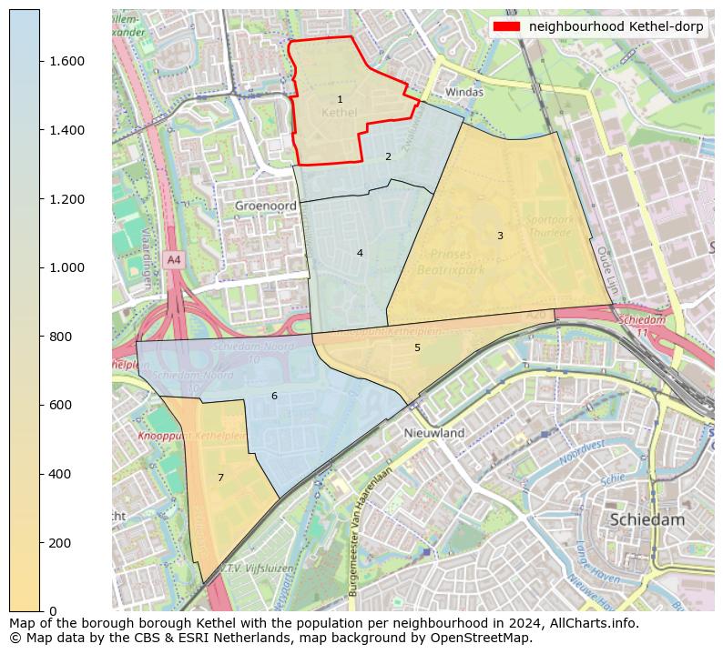 Image of the neighbourhood Kethel-dorp at the map. This image is used as introduction to this page. This page shows a lot of information about the population in the neighbourhood Kethel-dorp (such as the distribution by age groups of the residents, the composition of households, whether inhabitants are natives or Dutch with an immigration background, data about the houses (numbers, types, price development, use, type of property, ...) and more (car ownership, energy consumption, ...) based on open data from the Dutch Central Bureau of Statistics and various other sources!